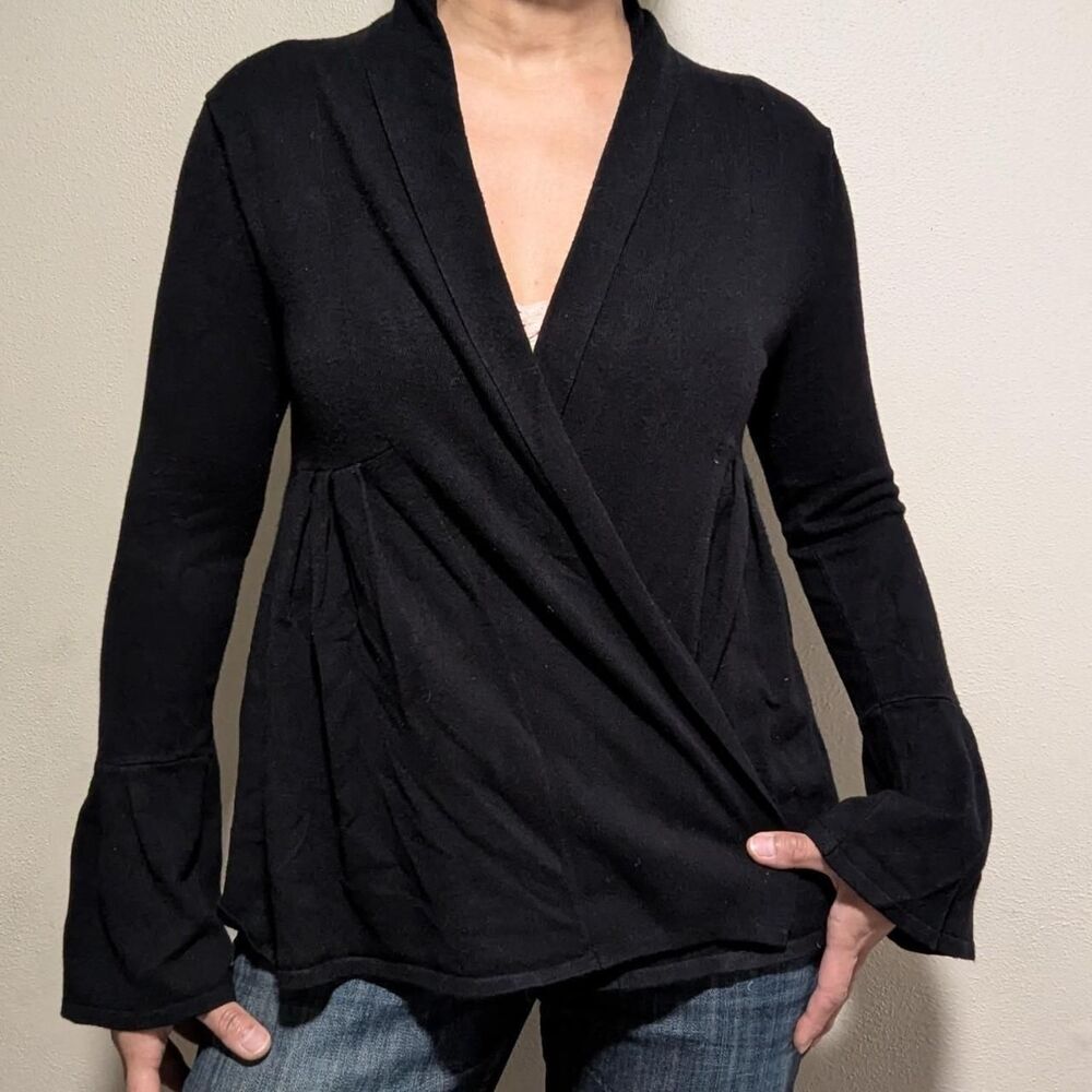Women's medium open Black Cardigan with bell sleeves